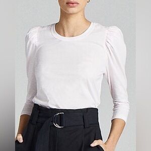 A.L.C. Karlie  White Tee Puff 3/4 Length Sleeve Tee Size Small